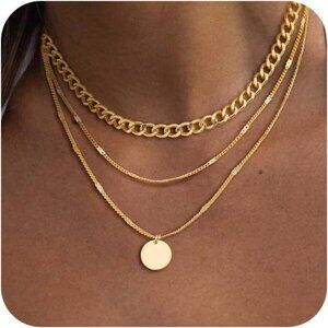 ⚡Silver Chain Necklace Layering Beach Cute Fashion Pendant Choker Gold Plated